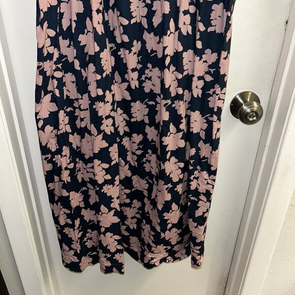 The Nines By Hatch Navy & Pink Floral Smock Midi Maternity Dress Size XL - Picture 4 of 8
